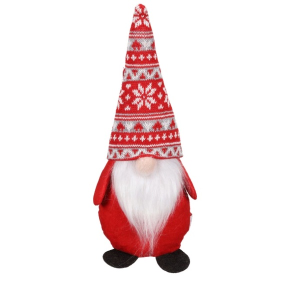 NWT- 14”- Set of 4- Red & Gray Holiday Gnomes Set w/ Red & Gray Sweater Hats - Picture 13 of 16